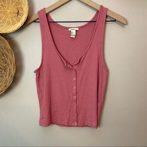 FOREVER 21 button up ribbed cropped tank top